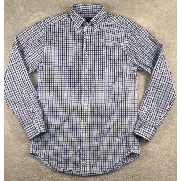 Vineyard Vines Murray Dress Shirt Men's Small Blue Check Classic Fit Button Up - Picture 1 of 6